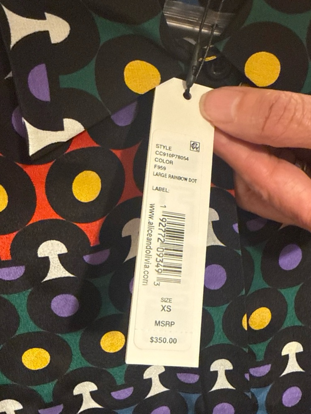 Alice + Olivia Black Blouse with Multicolor Dot Motif - Picture 3 of 6